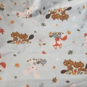 3 Yards Animal Flanel Fox Beaver Bunny Blue JoAnn Fabrics 45 In No Pre Wash Fe